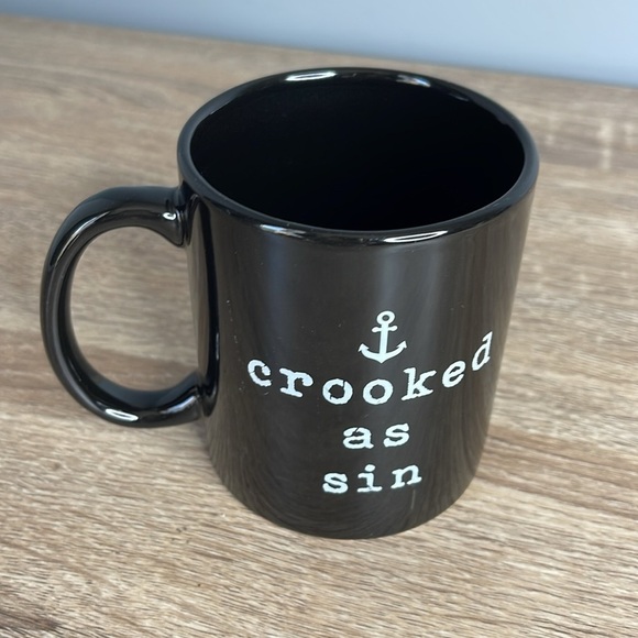 Crooked As Sin Black Ceramic Mug with Anchor Design 10oz - Picture 3 of 8